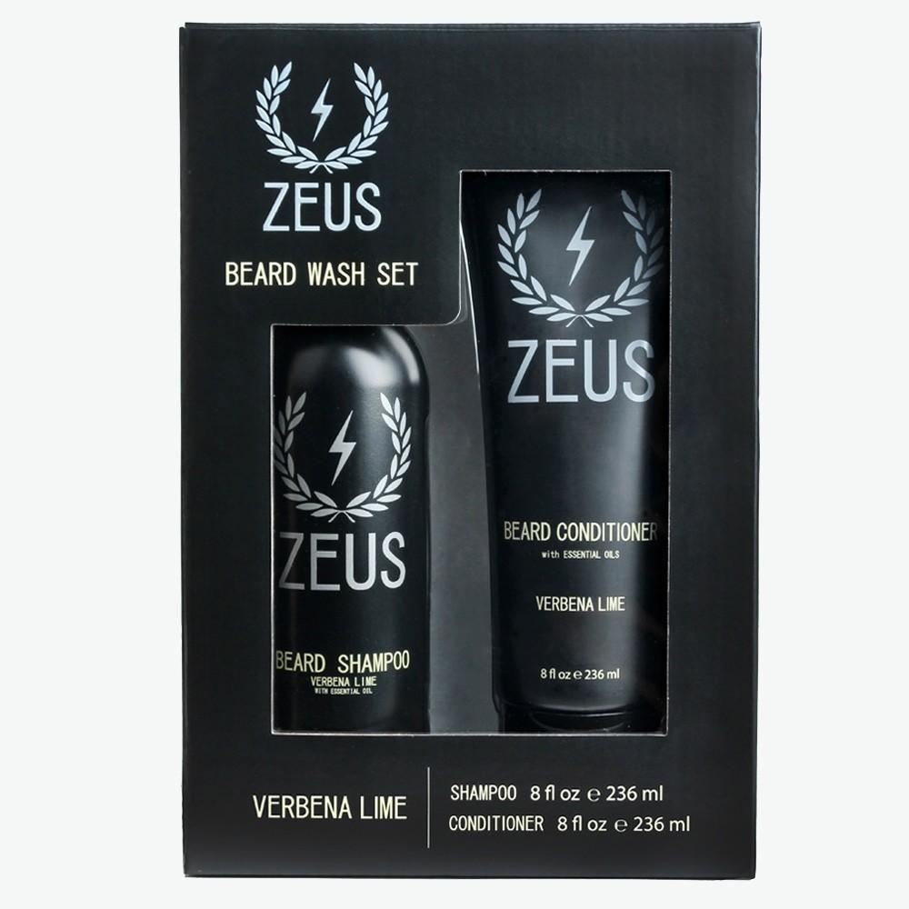 zeus beard shampoo and conditioner set verbena lime the beard